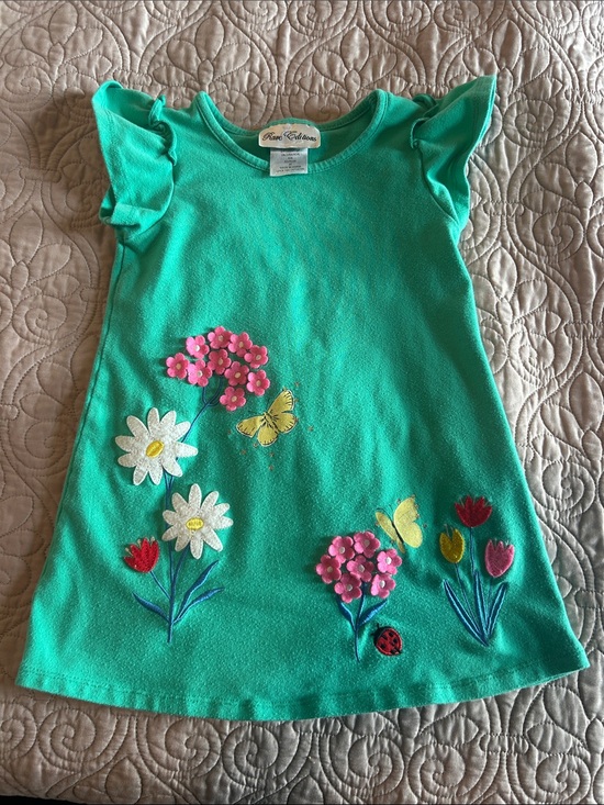 Rare Editions Other - Rare Editions Teal Green Floral & Butterfly Girls Dress